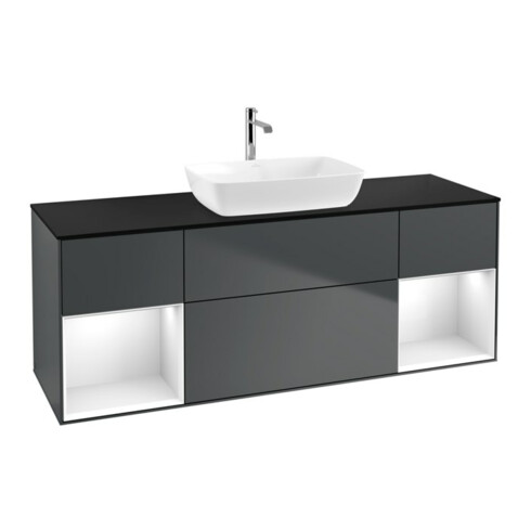 V&B Waschtischunterschrank Finion 160cm, Pl b m, Rg g w Lac, md bl. m Lac