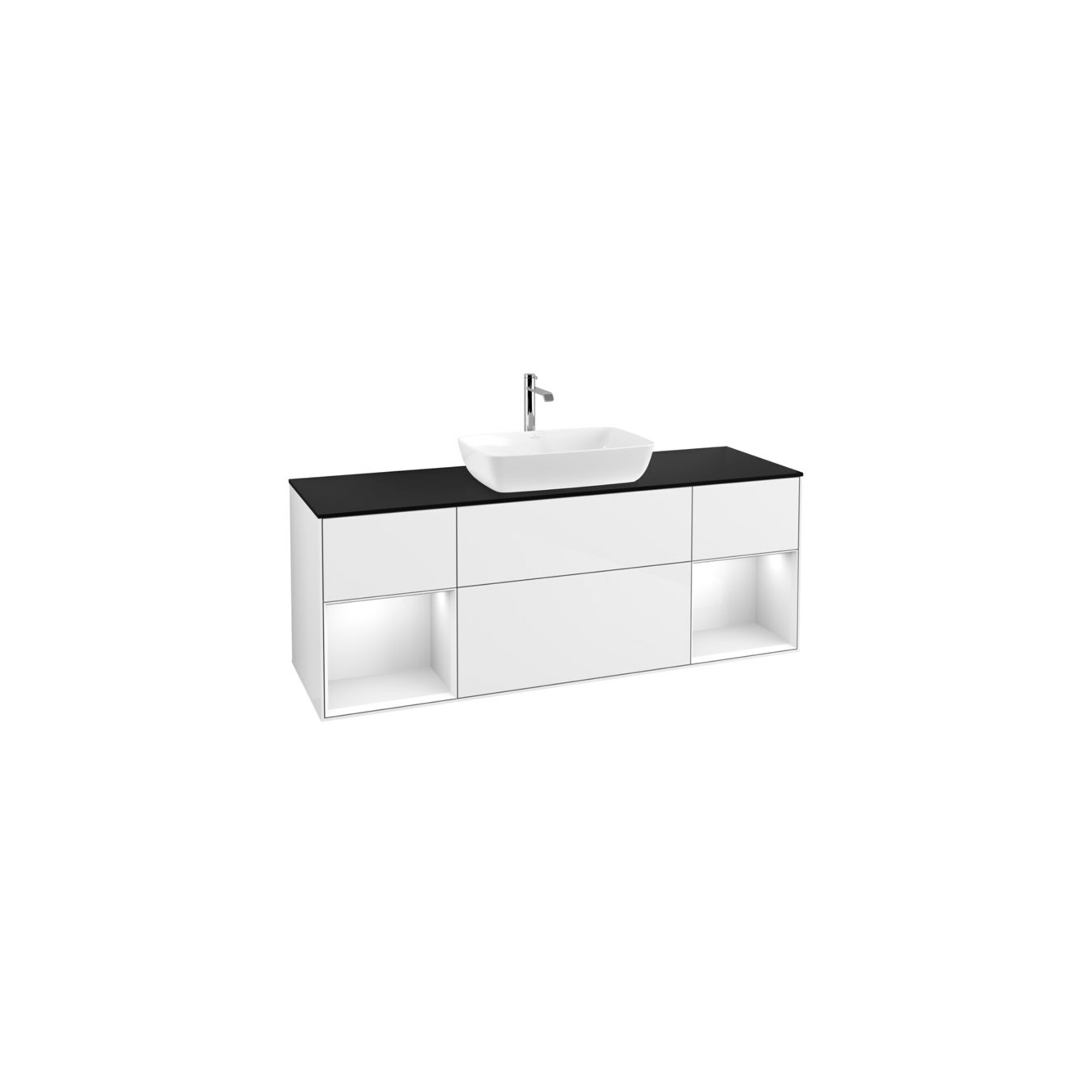 V&B Waschtischunterschrank Finion 160cm, Pl b m, Rg g wh. Lac, glo wh. Lac ; Villeroy & Boch