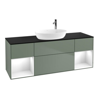 V&B Waschtischunterschrank Finion 160cm, Pl b m, Rg g wh. Lac, Oli. m Lac