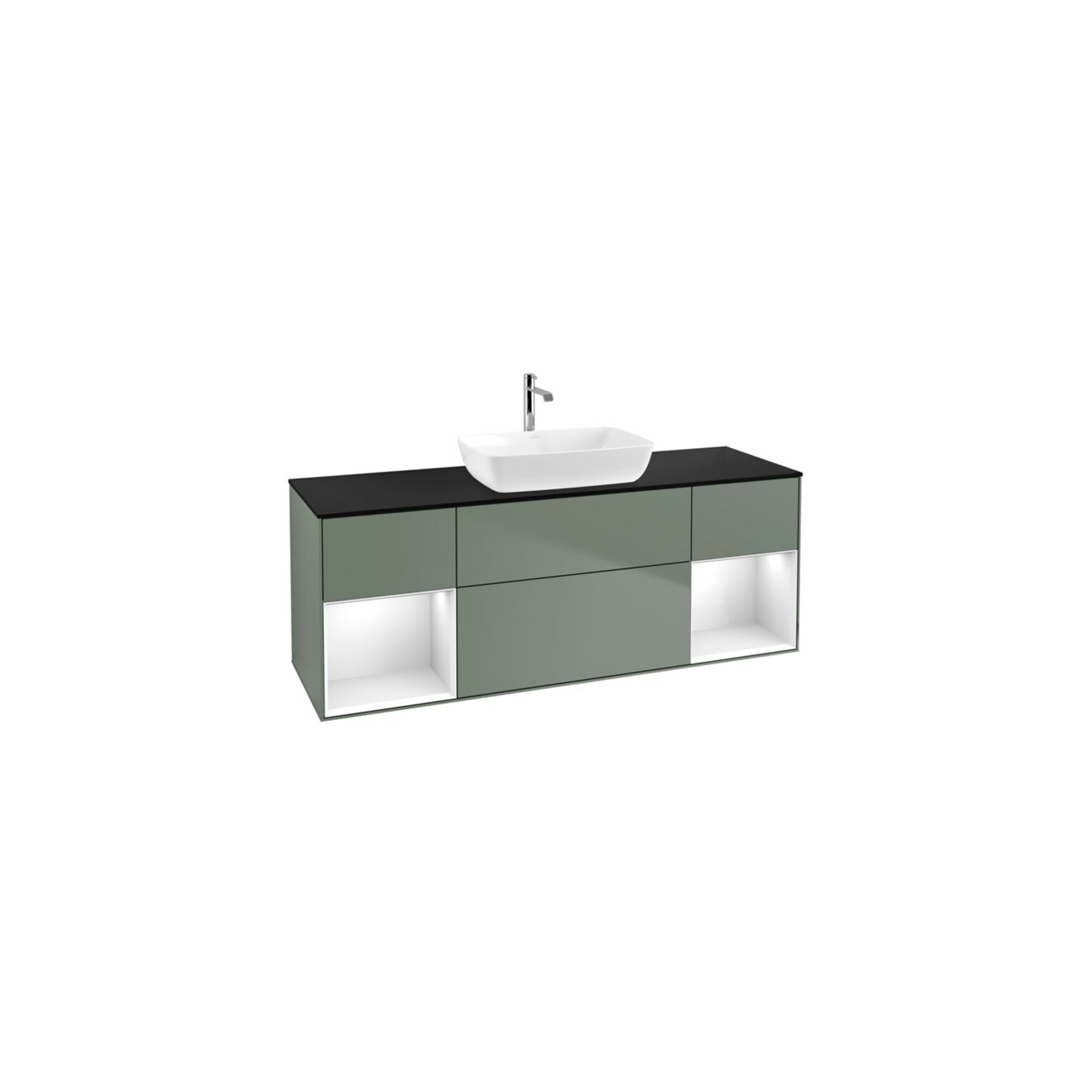 V&B Waschtischunterschrank Finion 160cm, Pl b m, Rg g wh. Lac, Oli. m Lac ; Villeroy & Boch