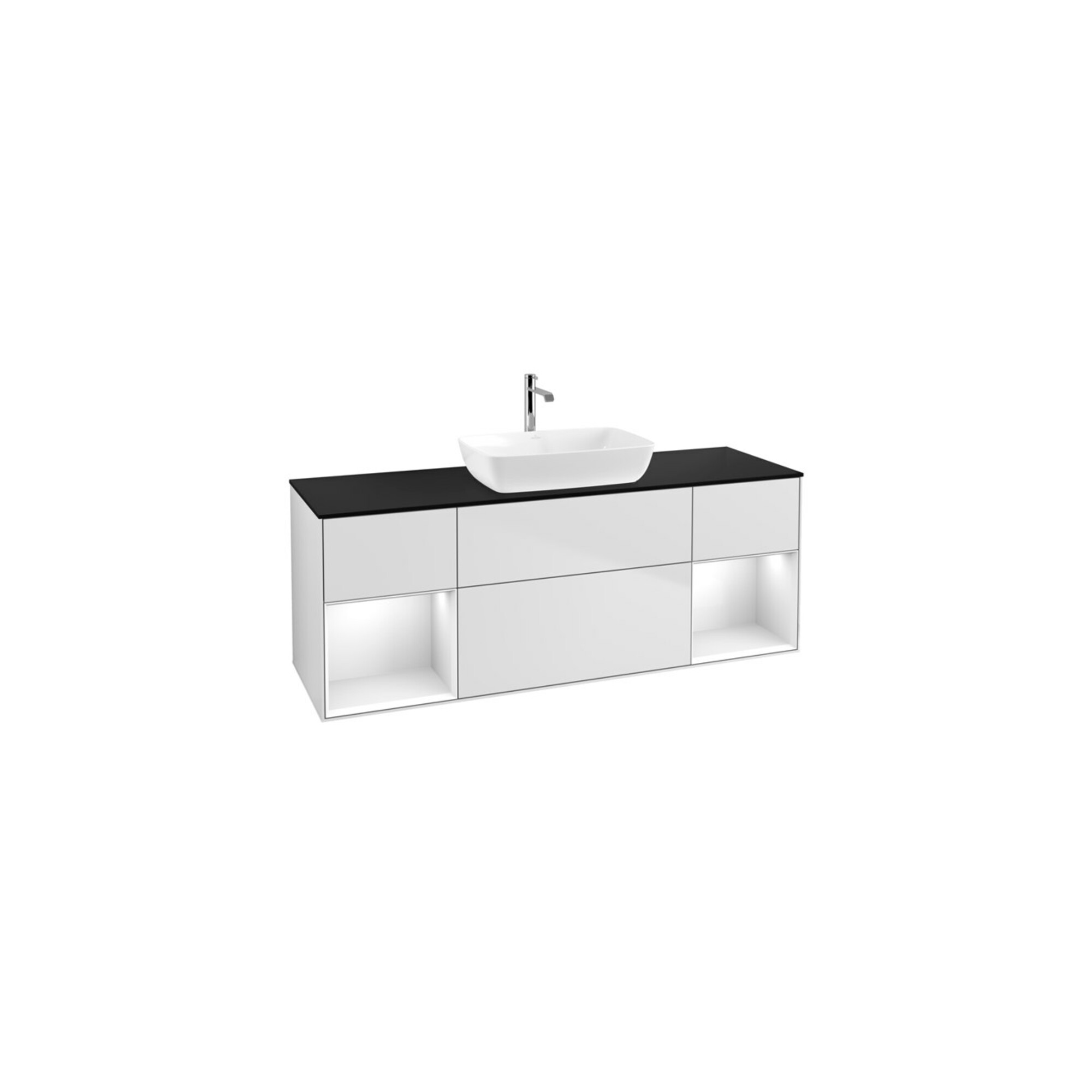 V&B Waschtischunterschrank Finion 160cm, Pl b m, Rg glo wh. Lac, wh. m Lac ; Villeroy & Boch
