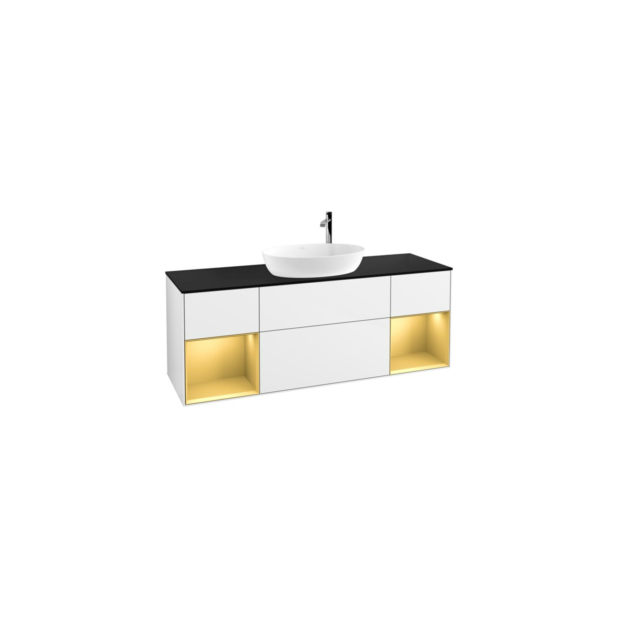 V&B Waschtischunterschrank Finion 160cm, Pl b m, Rg gol m Lac, glo wh. Lac ; Villeroy & Boch