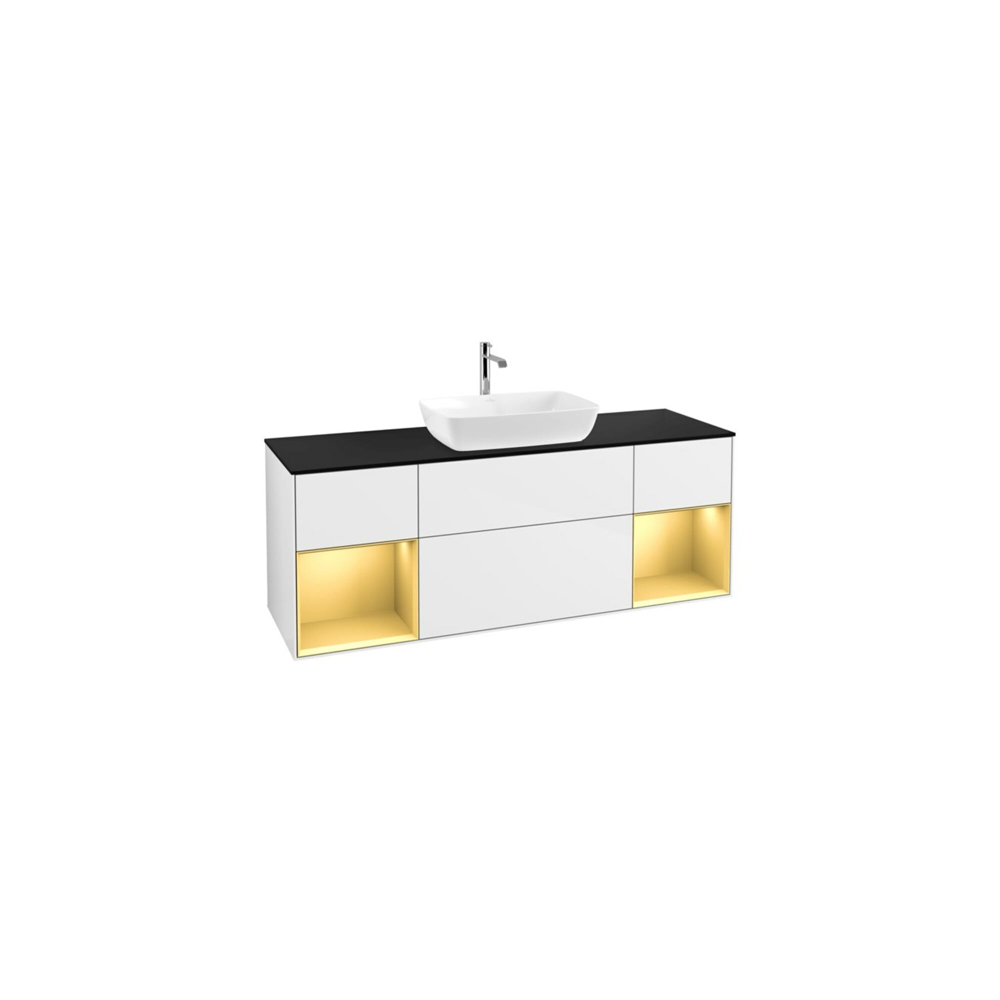 V&B Waschtischunterschrank Finion 160cm, Pl b m, Rg gol m Lac, glo wh. Lac ; Villeroy & Boch