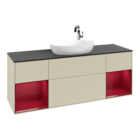 V&B Waschtischunterschrank Finion 160cm, Pl b m, Rg Peo m Lac, si Gr m Lac
