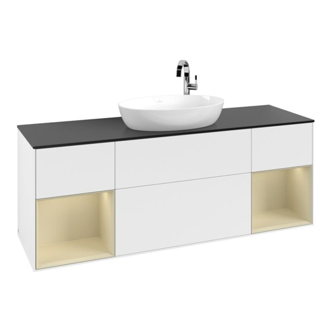 V&B Waschtischunterschrank Finion 160cm, Pl b m, Rg si Gr m Lac, wh. m Lac