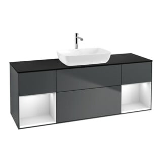 V&B Waschtischunterschrank Finion 160cm, Pl b m, Rg w m Lac, md bl. m Lac