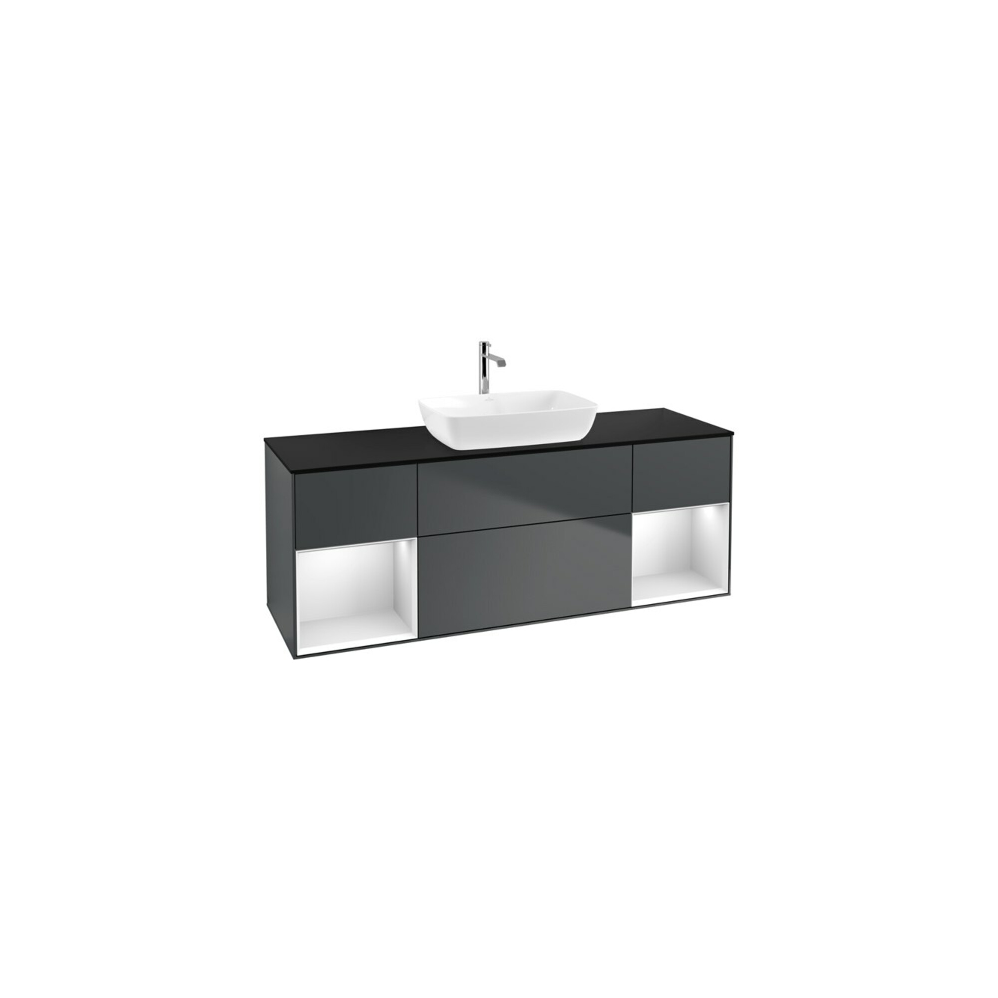 V&B Waschtischunterschrank Finion 160cm, Pl b m, Rg w m Lac, md bl. m Lac ; Villeroy & Boch