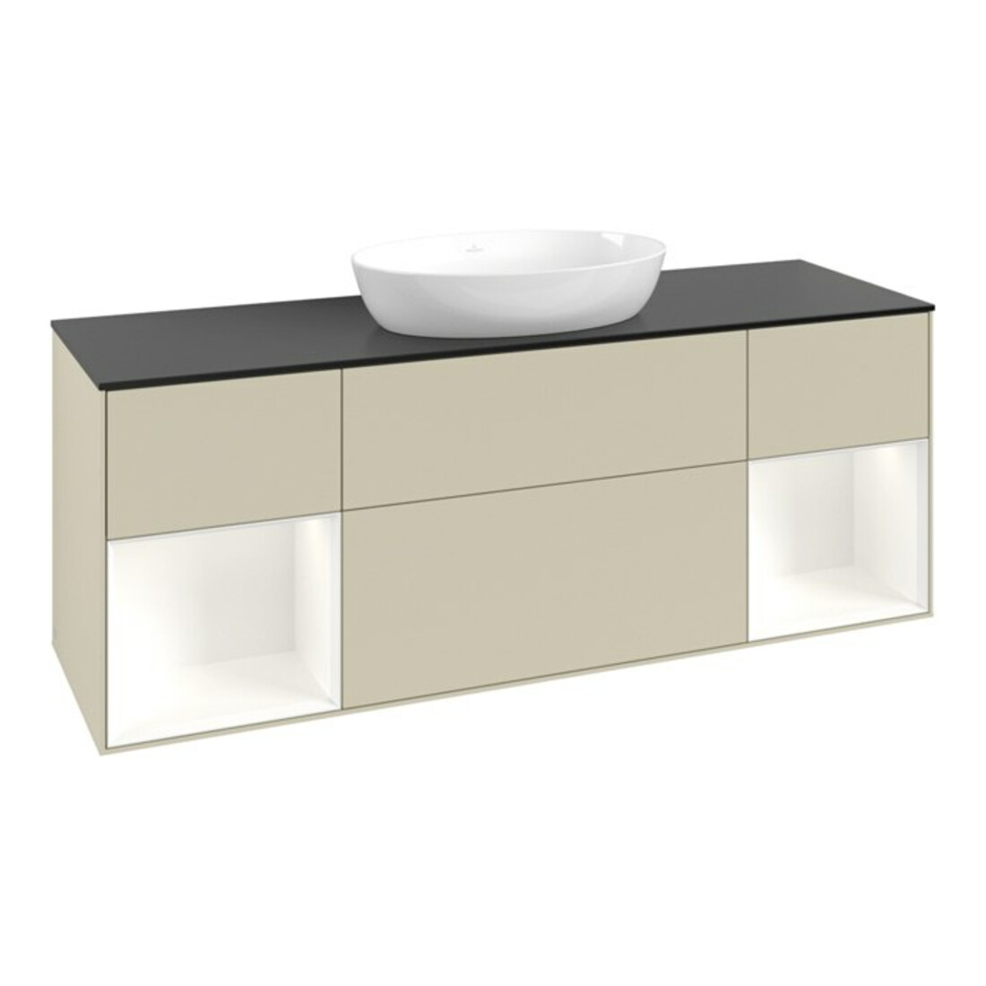 V&B Waschtischunterschrank Finion 160cm, Pl b m, Rg wh. m Lac, si Gr m Lac