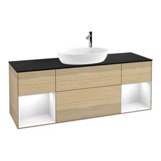 V&B Waschtischunterschrank Finion 160cm, Pl bla m, Reg glo wh. Lac, Oa ven