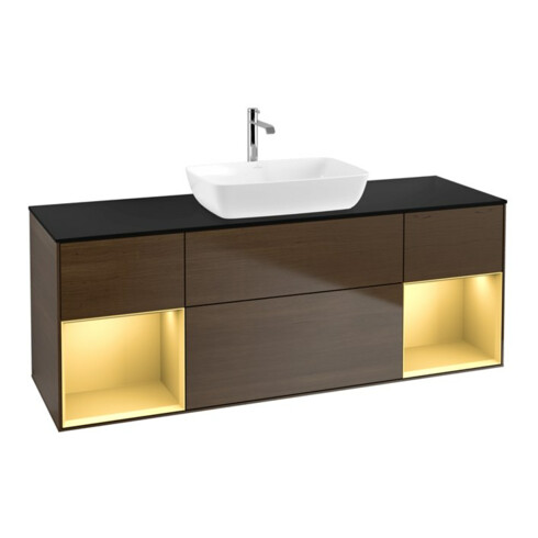 V&B Waschtischunterschrank Finion 160cm, Pl bla m, Reg gol m Lac, wal ven