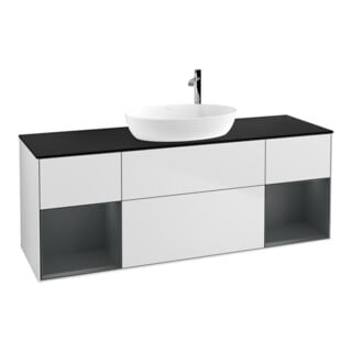 V&B Waschtischunterschrank Finion 160cm, Pl bla m, Reg md m Lac, wh. m Lac