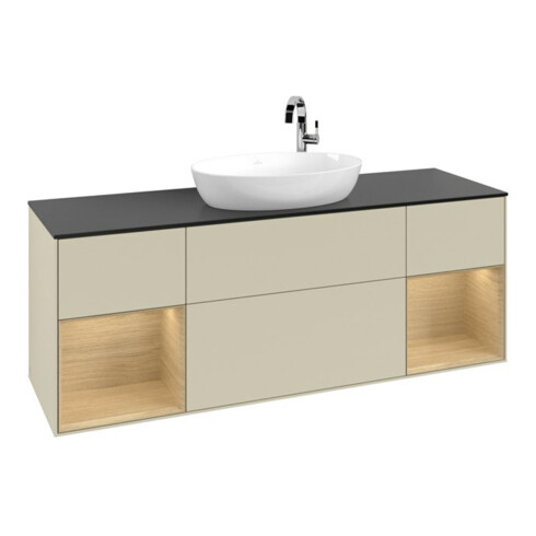 V&B Waschtischunterschrank Finion 160cm, Pl bla m, Reg Oa ven, si Gr m Lac