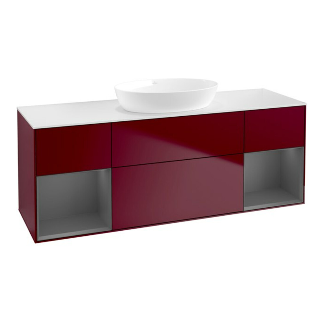 V&B Waschtischunterschrank Finion 160cm, Pl w m, Reg Anthrac. m Lac, Peo m