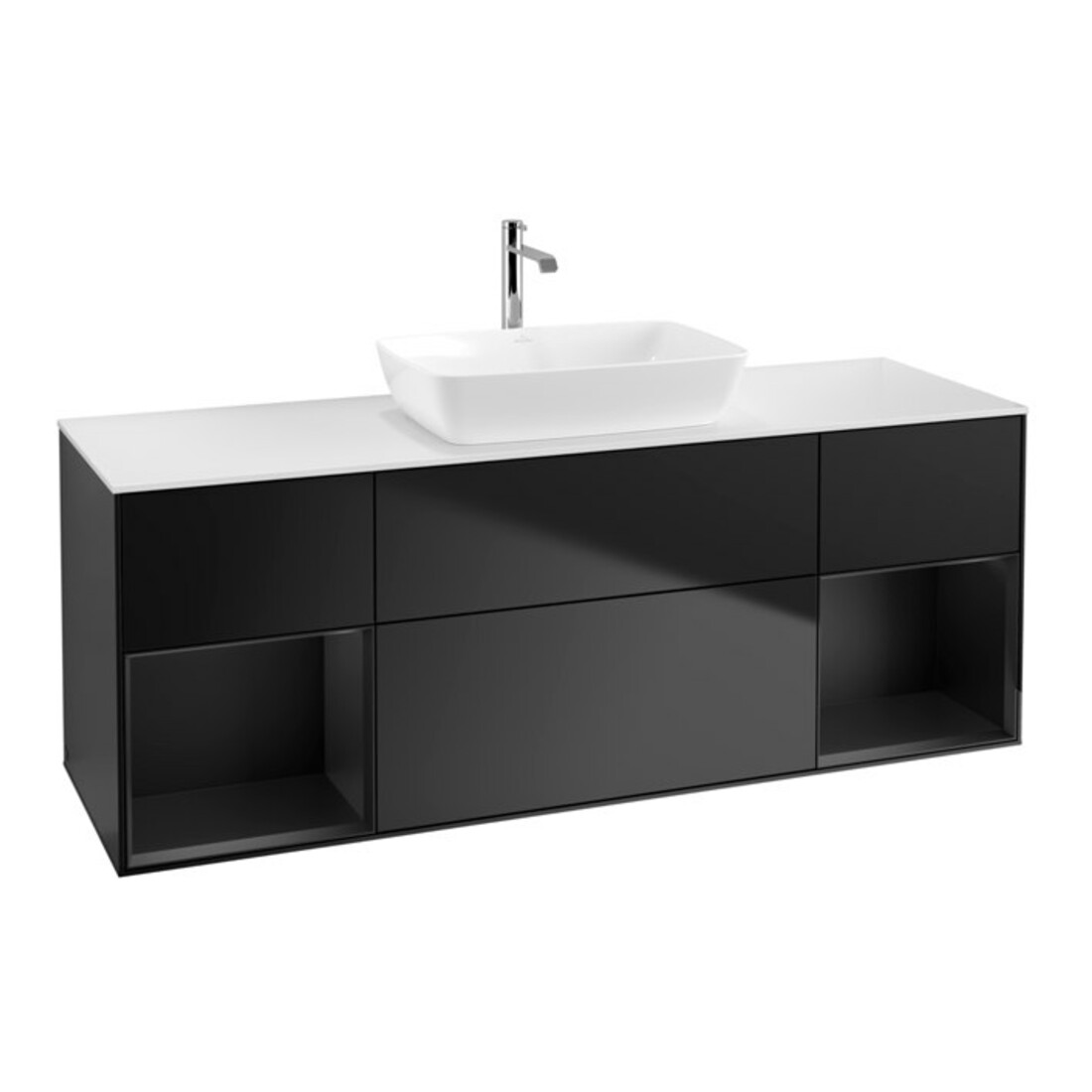V&B Waschtischunterschrank Finion 160cm, Pl w m, Reg bla m Lac, bla m Lac