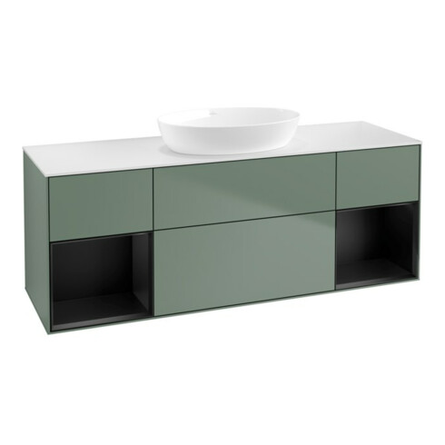 V&B Waschtischunterschrank Finion 160cm, Pl w m, Reg bla m Lac, Oli. m Lac
