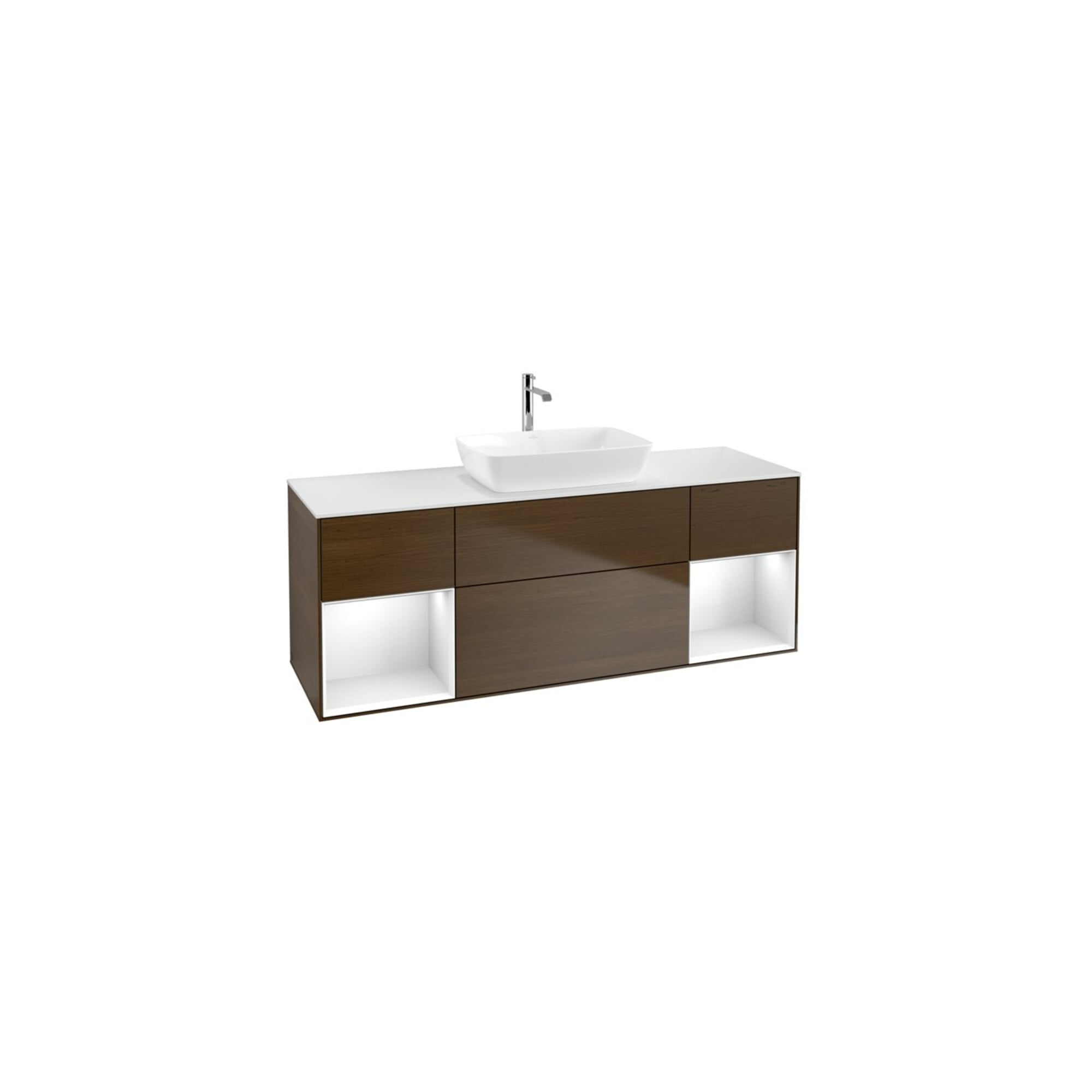 V&B Waschtischunterschrank Finion 160cm, Pl w m, Reg glo wh. Lac, wal ven ; Villeroy & Boch