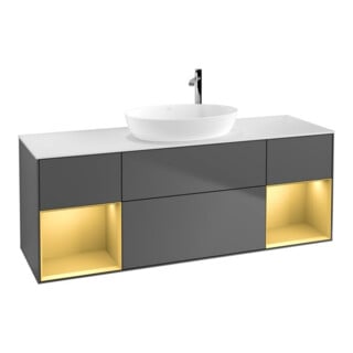 V&B Waschtischunterschrank Finion 160cm, Pl w m, Reg gol m Lac, Anthrac. m