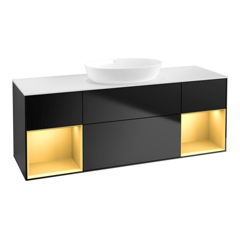 V&B Waschtischunterschrank Finion 160cm, Pl w m, Reg gol m Lac, bla m Lac
