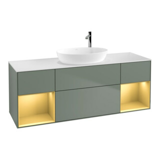 V&B Waschtischunterschrank Finion 160cm, Pl w m, Reg gol m Lac, Oli. m Lac