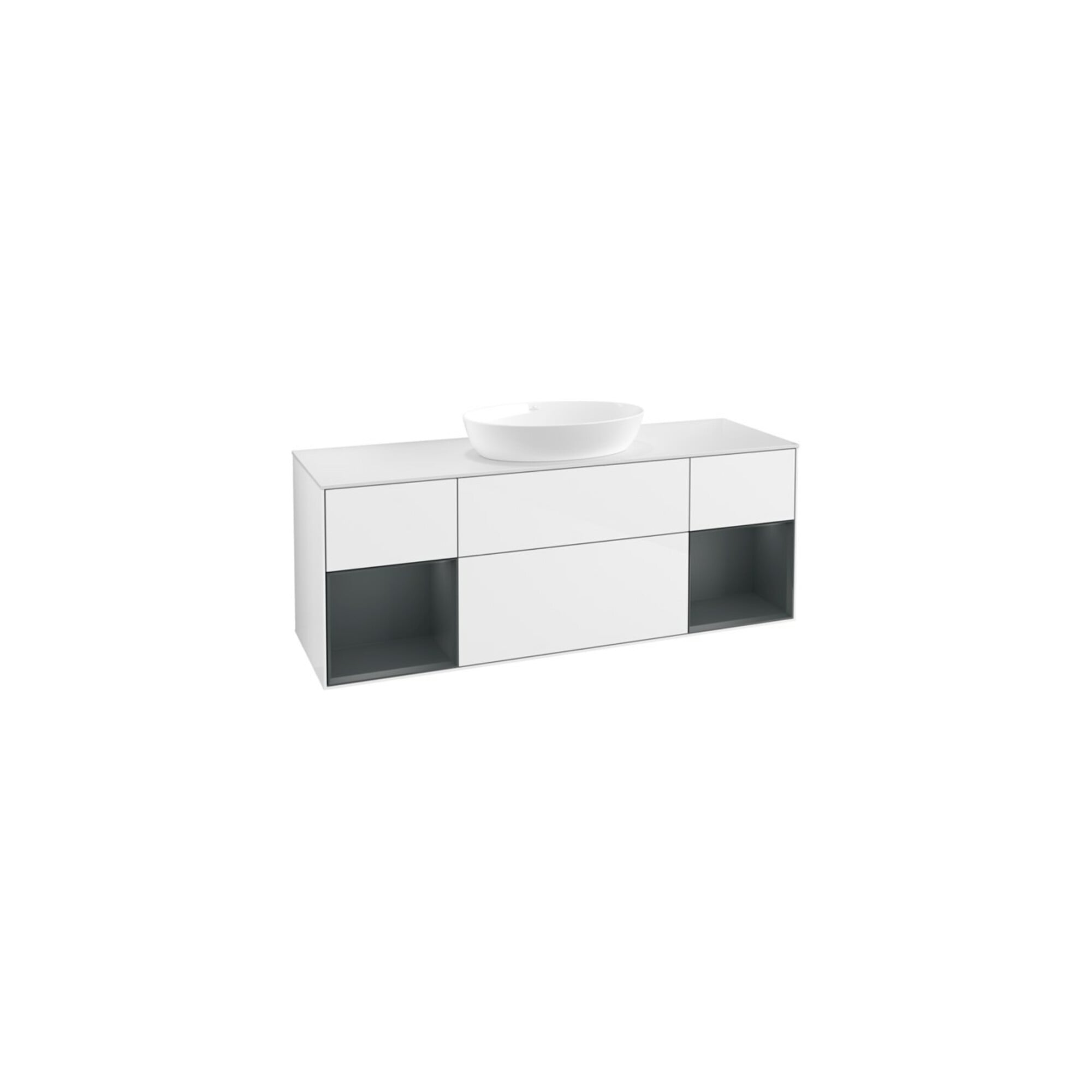 V&B Waschtischunterschrank Finion 160cm, Pl w m, Reg md m Lac, glo wh. Lac ; Villeroy & Boch