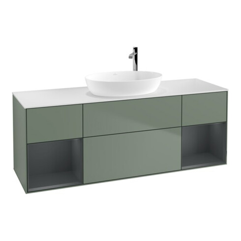 V&B Waschtischunterschrank Finion 160cm, Pl w m, Reg md m Lac, Oli. m Lac