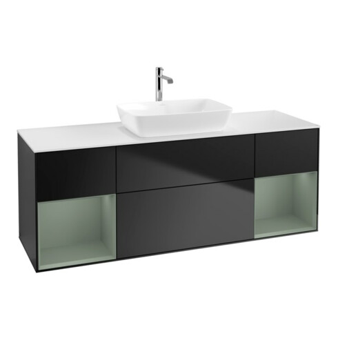 V&B Waschtischunterschrank Finion 160cm, Pl w m, Reg Oli. m Lac, bla m Lac
