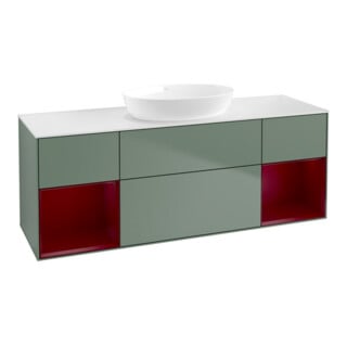 V&B Waschtischunterschrank Finion 160cm, Pl w m, Reg Peo m Lac, Oli. m Lac