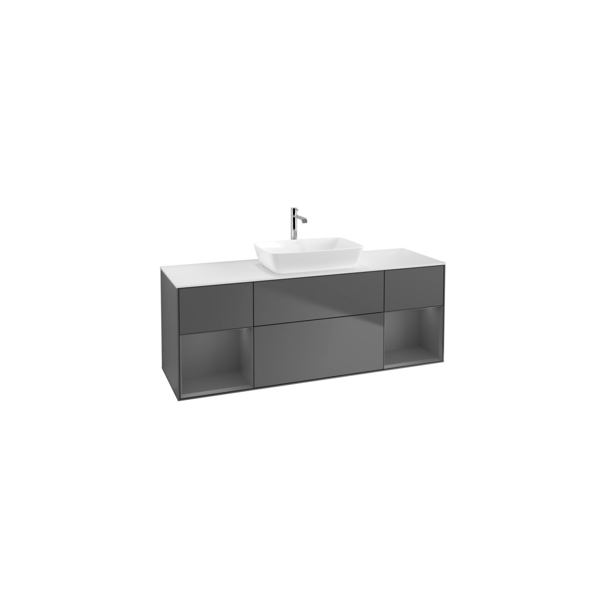 V&B Waschtischunterschrank Finion 160cm, Pl w m, Rg A m Lac, Anthrac. m ; Villeroy & Boch