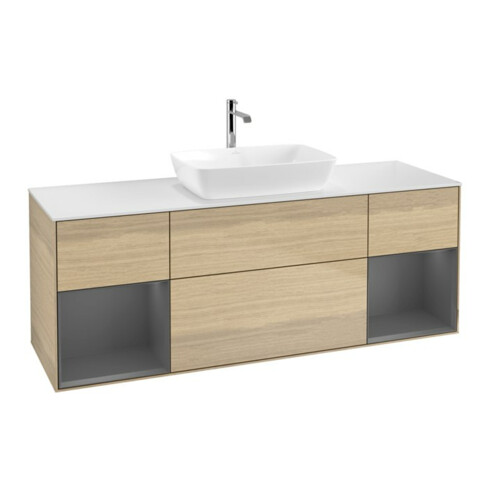 V&B Waschtischunterschrank Finion 160cm, Pl w m, Rg Anthrac. m Lac, Oa ven