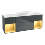 V&B Waschtischunterschrank Finion 160cm, Pl w m, Rg g m Lac, md bl. m Lac