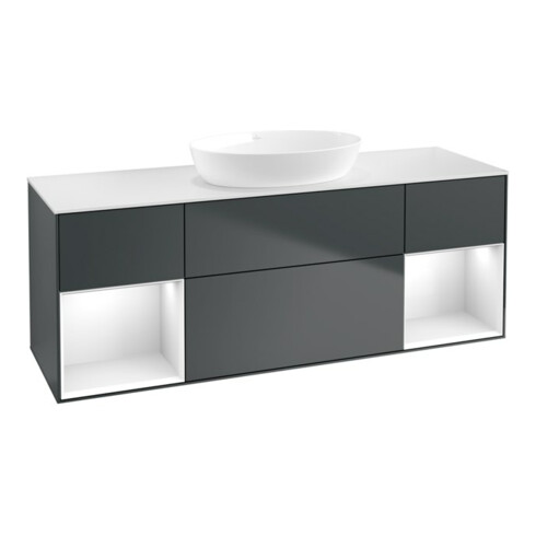 V&B Waschtischunterschrank Finion 160cm, Pl w m, Rg g w Lac, md bl. m Lac