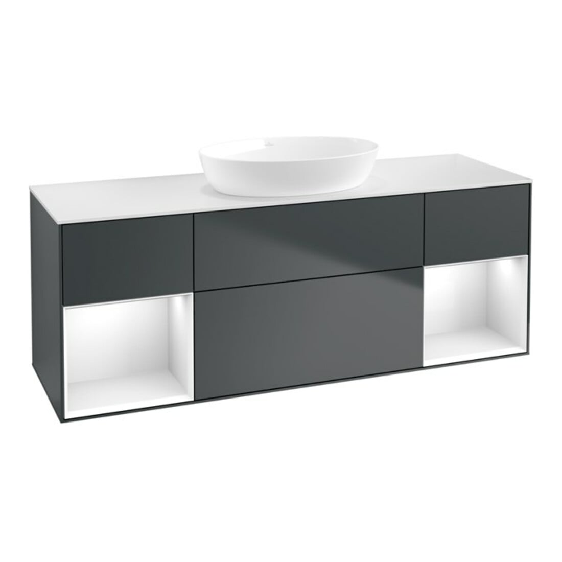 V&B Waschtischunterschrank Finion 160cm, Pl w m, Rg g w Lac, md bl. m Lac