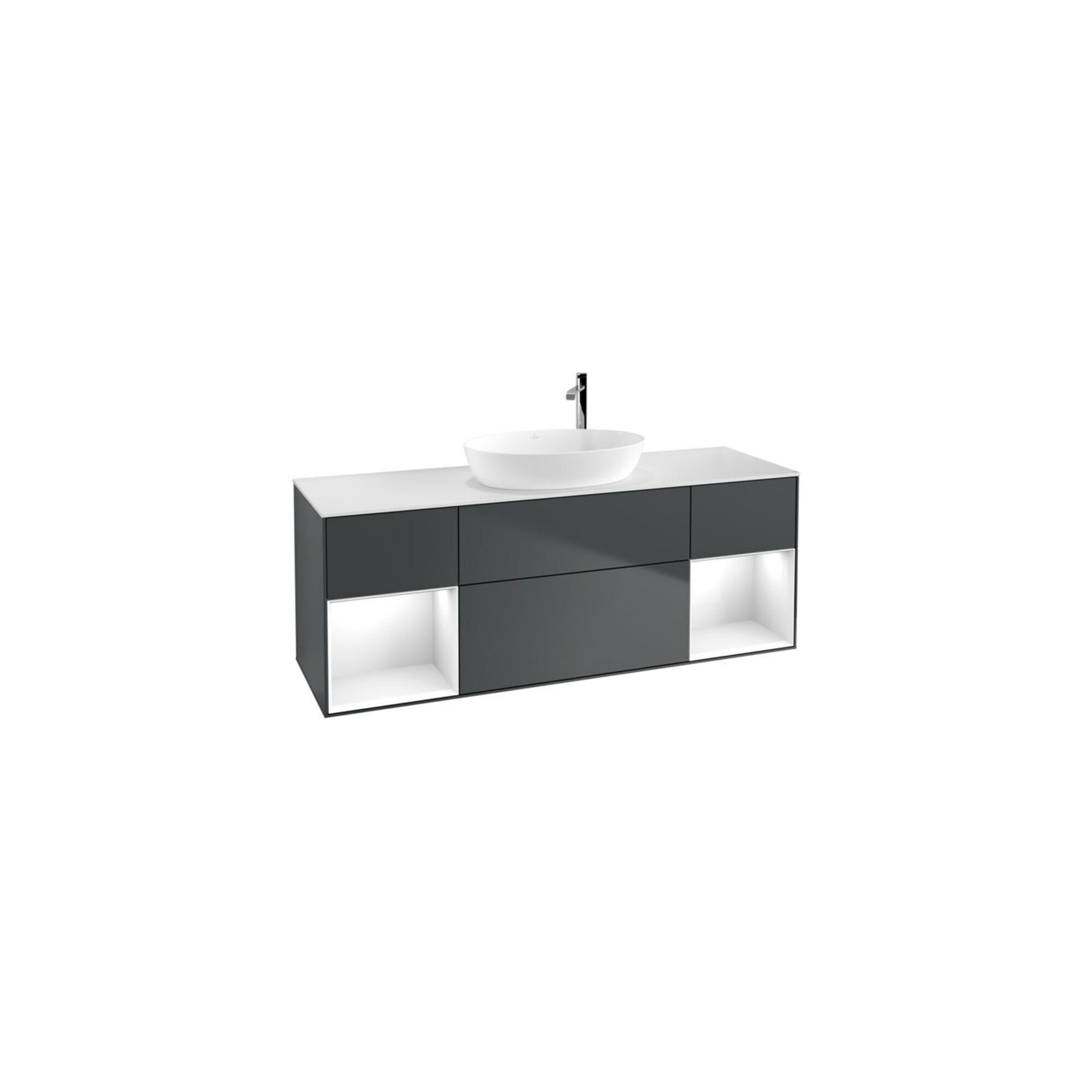 V&B Waschtischunterschrank Finion 160cm, Pl w m, Rg g w Lac, md bl. m Lac ; Villeroy & Boch