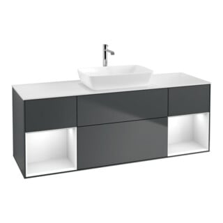 V&B Waschtischunterschrank Finion 160cm, Pl w m, Rg g w Lac, md bl. m Lac