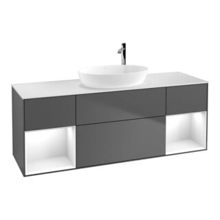 V&B Waschtischunterschrank Finion 160cm, Pl w m, Rg g wh. Lac, Anthrac. m