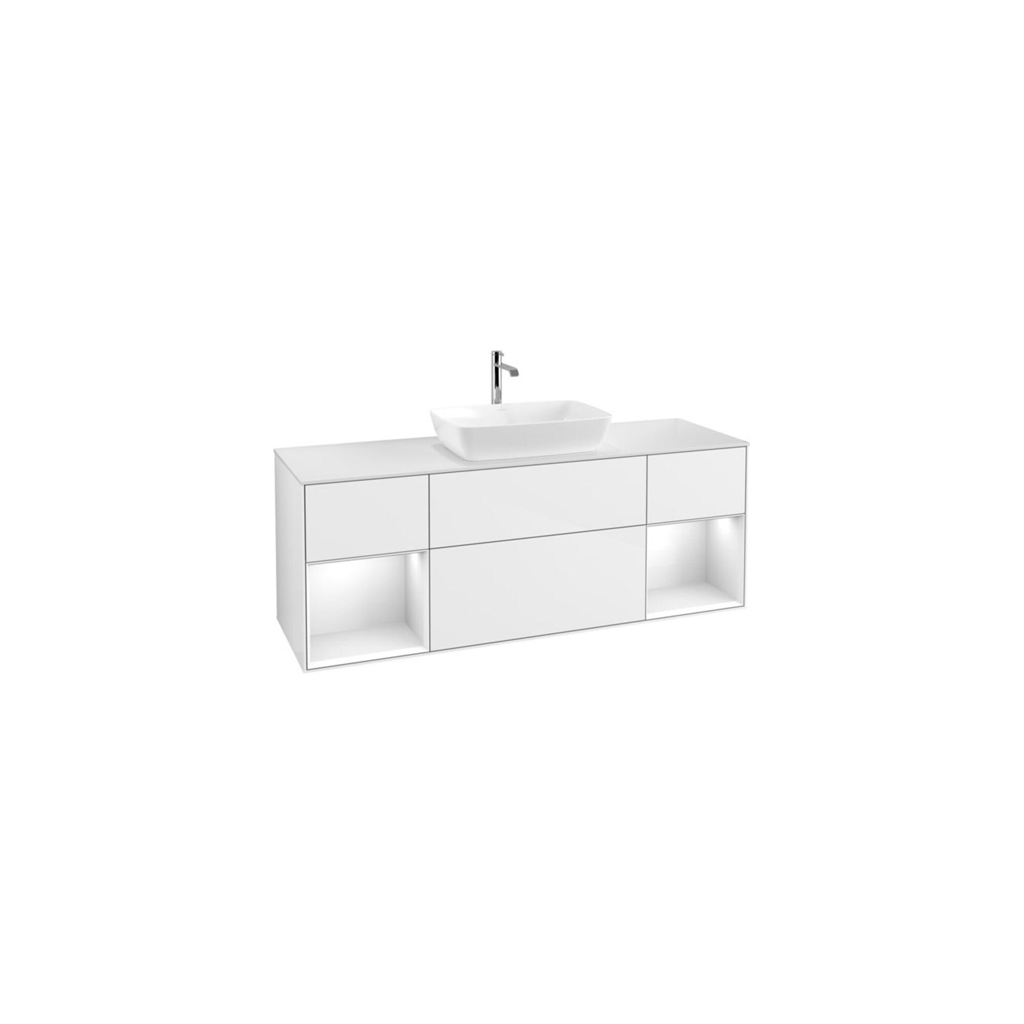 V&B Waschtischunterschrank Finion 160cm, Pl w m, Rg g wh. Lac, glo wh. Lac ; Villeroy & Boch