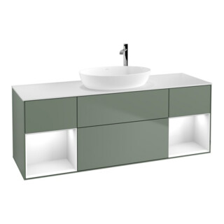 V&B Waschtischunterschrank Finion 160cm, Pl w m, Rg g wh. Lac, Oli. m Lac