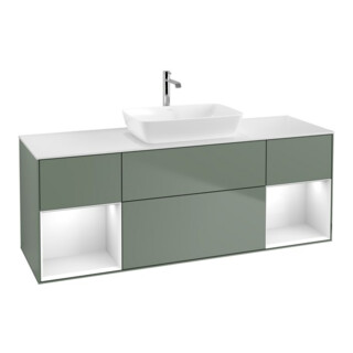 V&B Waschtischunterschrank Finion 160cm, Pl w m, Rg g wh. Lac, Oli. m Lac