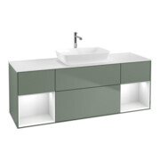 V&B Waschtischunterschrank Finion 160cm, Pl w m, Rg g wh. Lac, Oli. m Lac
