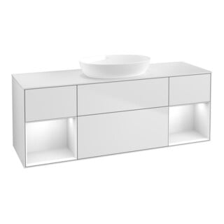 V&B Waschtischunterschrank Finion 160cm, Pl w m, Rg glo wh. Lac, wh. m Lac