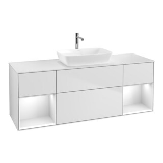 V&B Waschtischunterschrank Finion 160cm, Pl w m, Rg glo wh. Lac, wh. m Lac