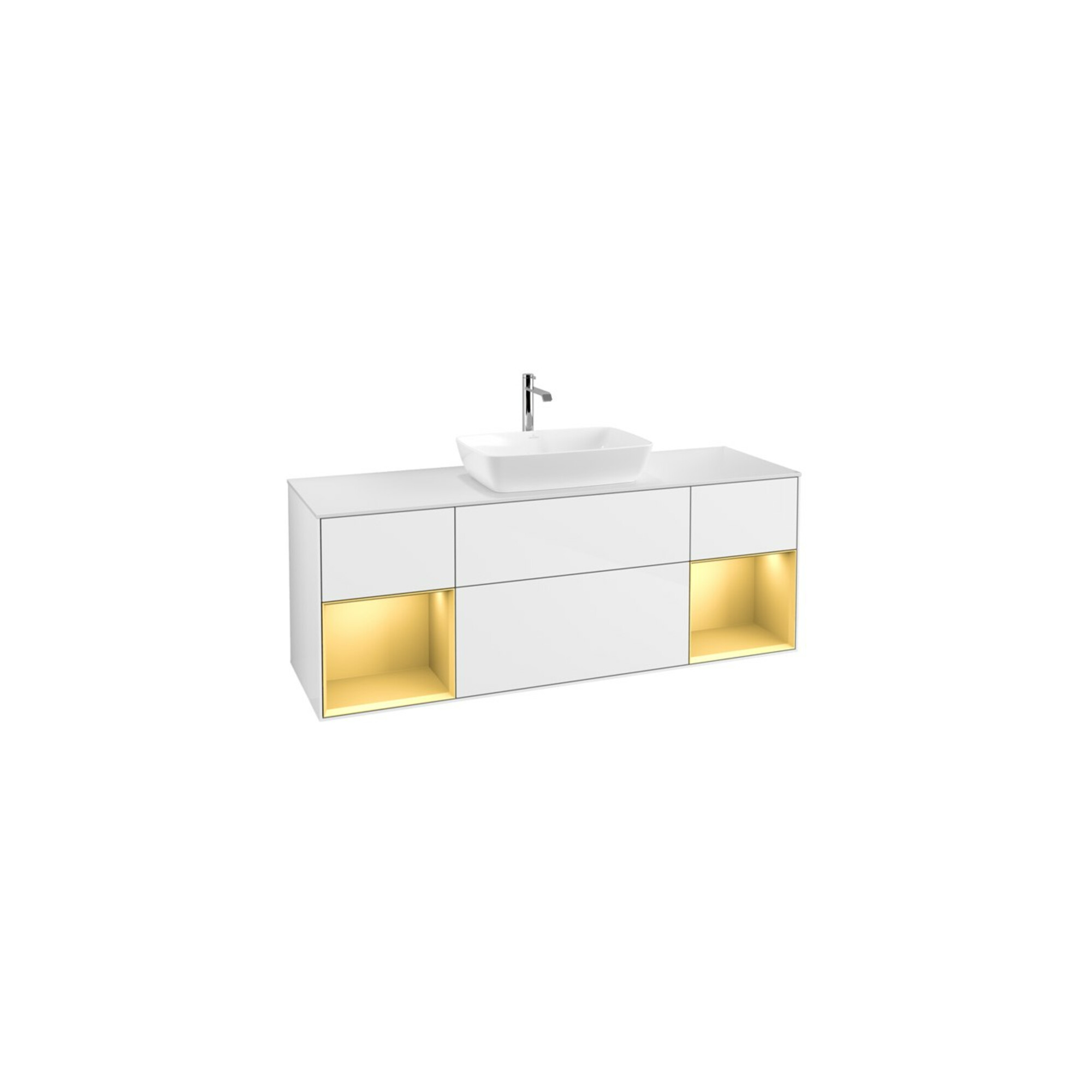 V&B Waschtischunterschrank Finion 160cm, Pl w m, Rg gol m Lac, glo wh. Lac ; Villeroy & Boch