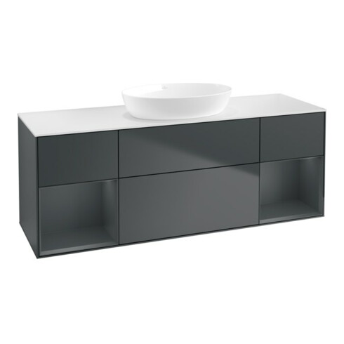 V&B Waschtischunterschrank Finion 160cm, Pl w m, Rg md m Lac, md bl. m Lac