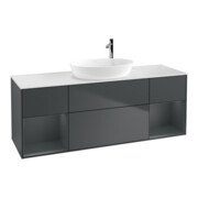 V&B Waschtischunterschrank Finion 160cm, Pl w m, Rg md m Lac, md bl. m Lac