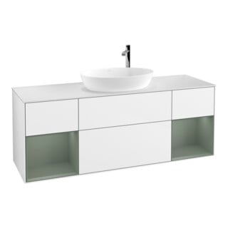 V&B Waschtischunterschrank Finion 160cm, Pl w m, Rg Ol m Lac, glo wh. Lac