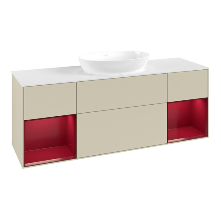V&B Waschtischunterschrank Finion 160cm, Pl w m, Rg Peo m Lac, si Gr m Lac