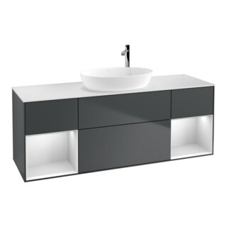 V&B Waschtischunterschrank Finion 160cm, Pl w m, Rg w m Lac, md bl. m Lac