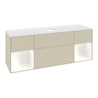 V&B Waschtischunterschrank Finion 160cm, Pl w m, Rg wh. m Lac, si Gr m Lac