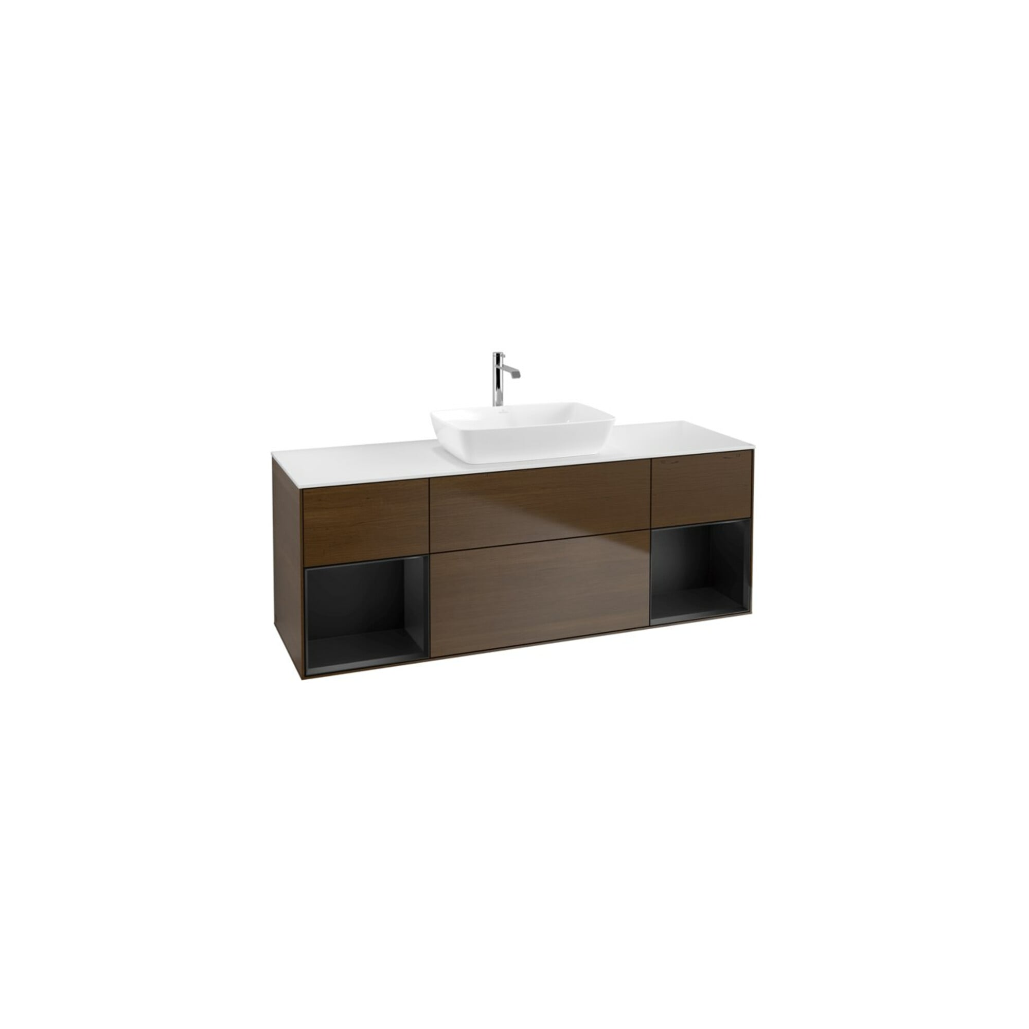 V&B Waschtischunterschrank Finion 160cm, Pl wh. m, Reg bla m Lac, wal ven ; Villeroy & Boch