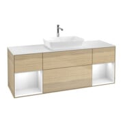 V&B Waschtischunterschrank Finion 160cm, Pl wh. m, Reg glo wh. Lac, Oa ven